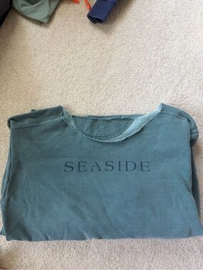 Seaside Graphic Pullover Sweatshirt - Teal Green